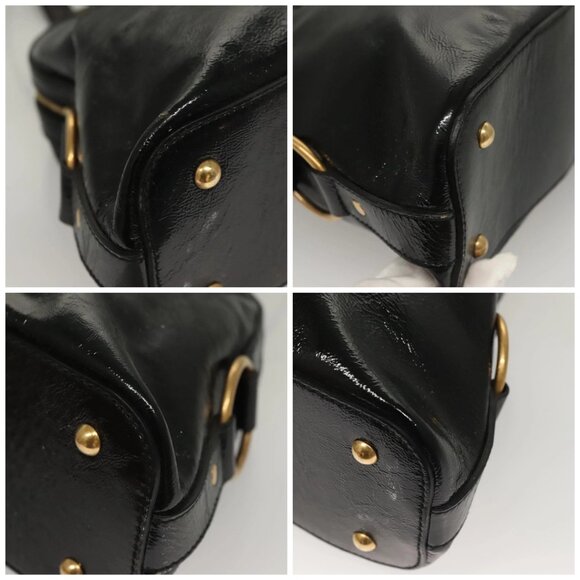 SAINT LAURENT Muse Shoulder Bag Enamel Black Gold Auth sw1147 - Picture 15 of 16